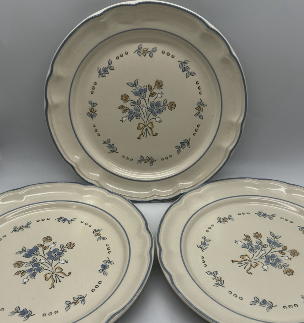 Bluet Plates Stoneware Vintage Cordella Collection 3 Set Salad Dessert Japan 80s